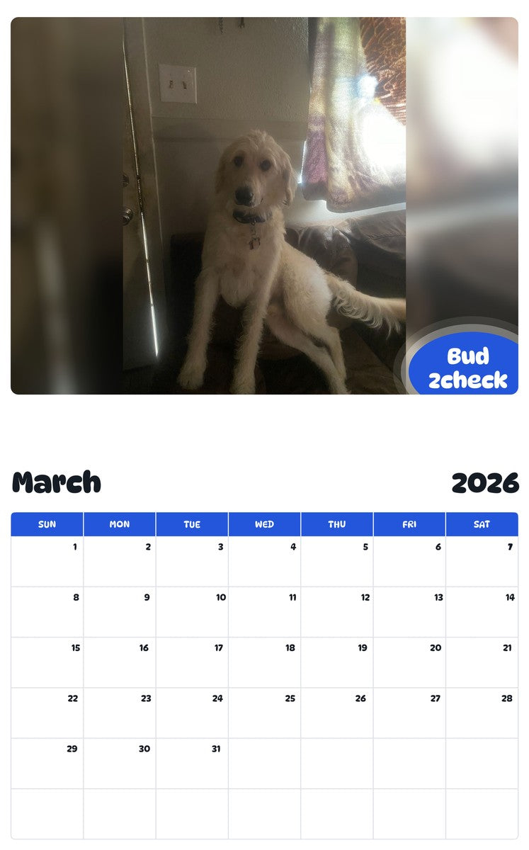 November 2025 - October 2026 Bud 2check - Pawidols Pet Calendar