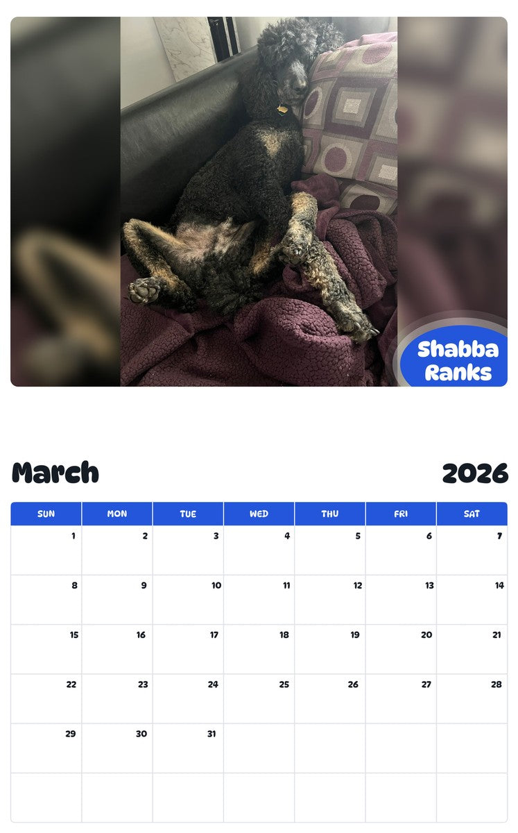 November 2025 - October 2026 Shabba Ranks - Pawidols Pet Calendar