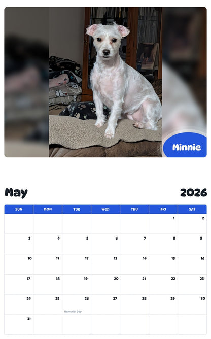 2026 - 2027 Minnie - Pawidols Pet Calendar