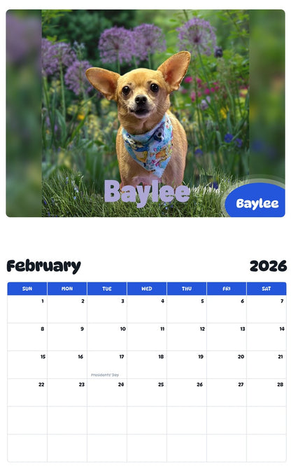 October 2025 - September 2026 Baylee - Pawidols Pet Calendar