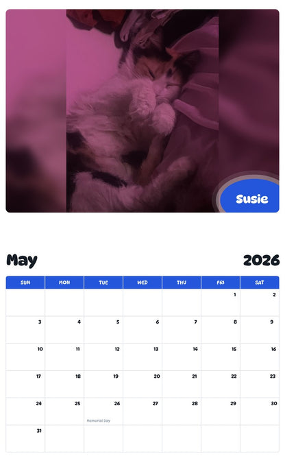 2026 - 2027 Susie - Pawidols Pet Calendar