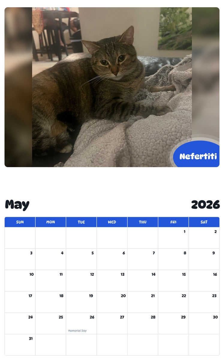 2026 - 2027 Nefertiti - Pawidols Pet Calendar