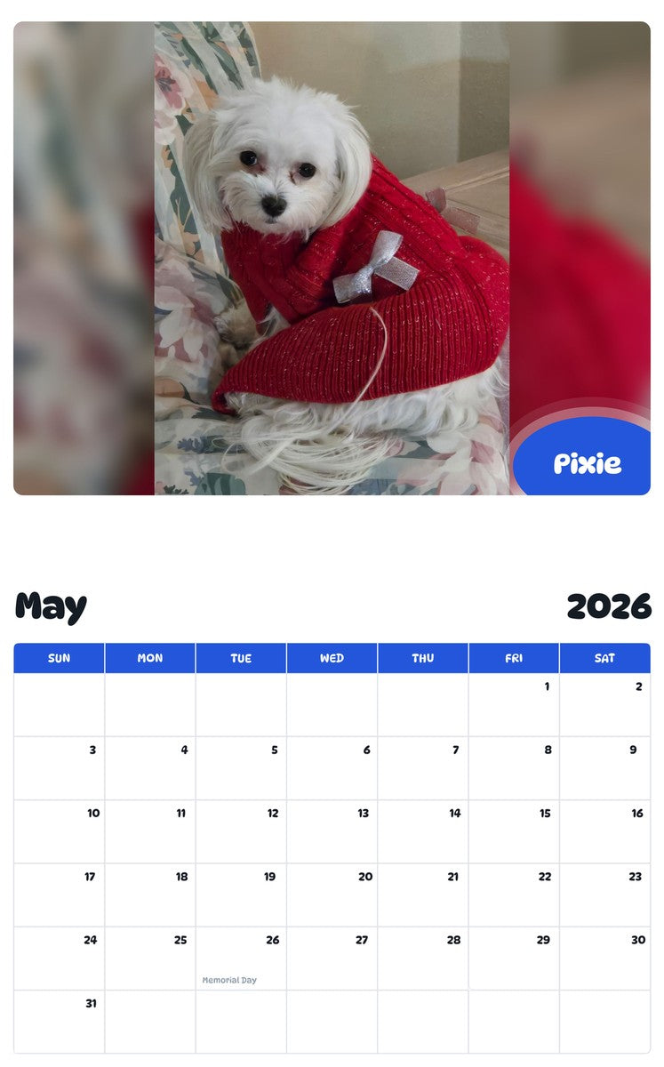 2026 - 2027 Pixie - Pawidols Pet Calendar