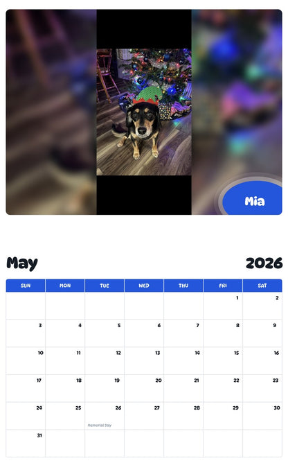 2026 - 2027 Mia - Pawidols Pet Calendar