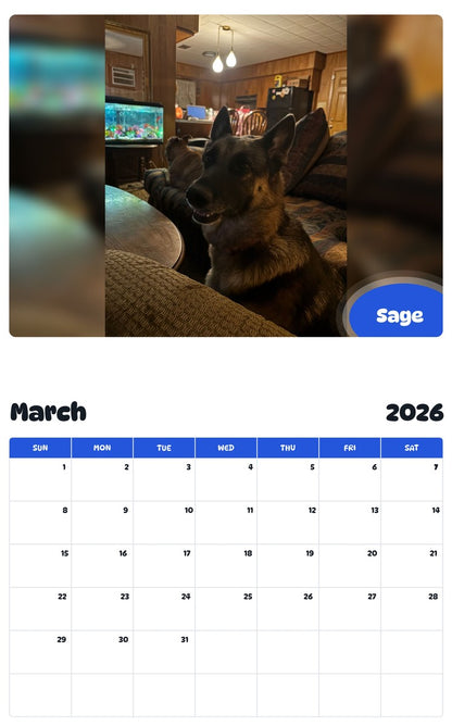 November 2025 - October 2026 Sage - Pawidols Pet Calendar