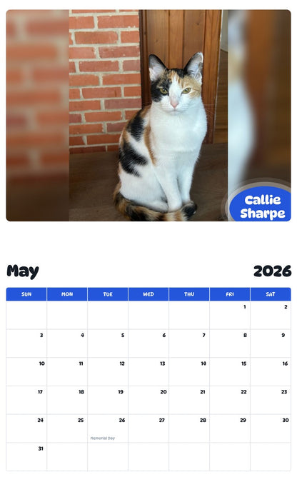 2026 - 2027 Callie Sharpe - Pawidols Pet Calendar