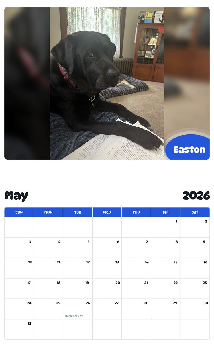 2026 - 2027 Easton - Pawidols Pet Calendar