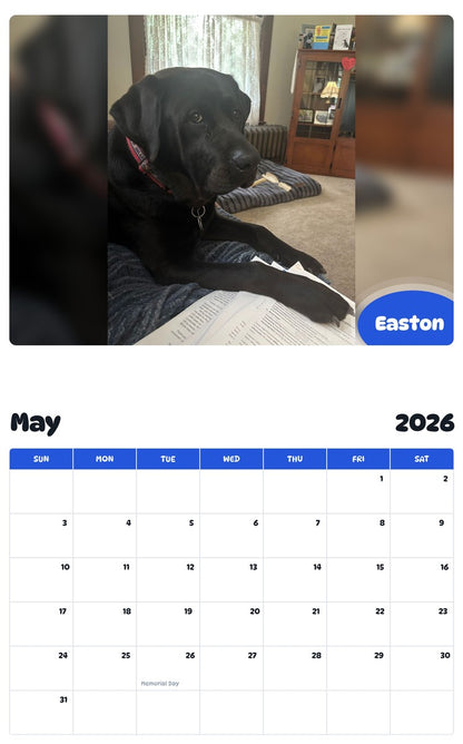 2026 - 2027 Easton - Pawidols Pet Calendar