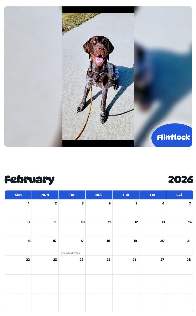 October 2025 - September 2026 Flintlock - Pawidols Pet Calendar