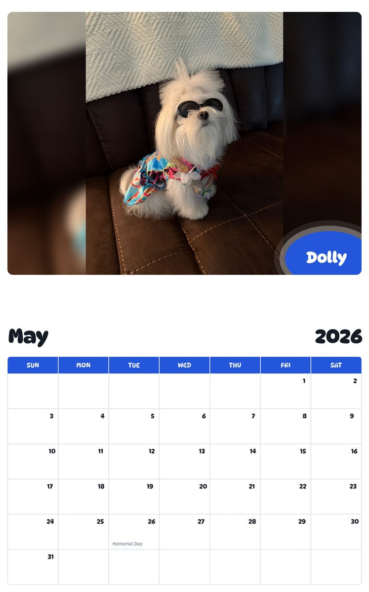 2026 - 2027 Dolly - Pawidols Pet Calendar