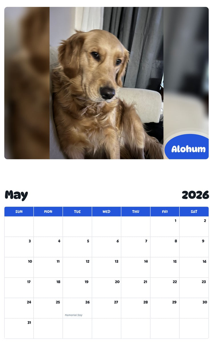 2026 - 2027 Alohum - Pawidols Pet Calendar