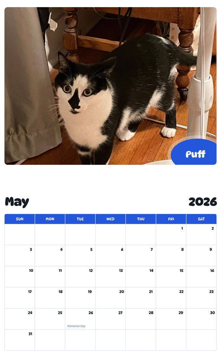 2026 - 2027 Puff - Pawidols Pet Calendar
