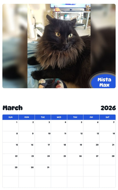 November 2025 - October 2026 Mista Max - Pawidols Pet Calendar