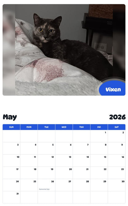 2026 - 2027 Vixen - Pawidols Pet Calendar