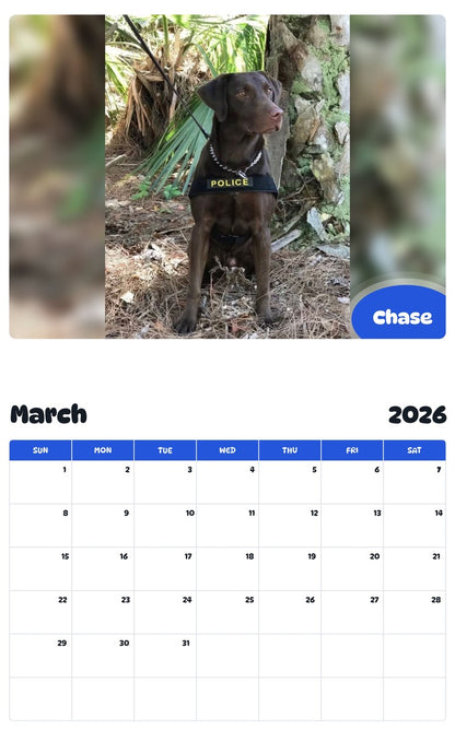 November 2025 - October 2026 Chase - Pawidols Pet Calendar