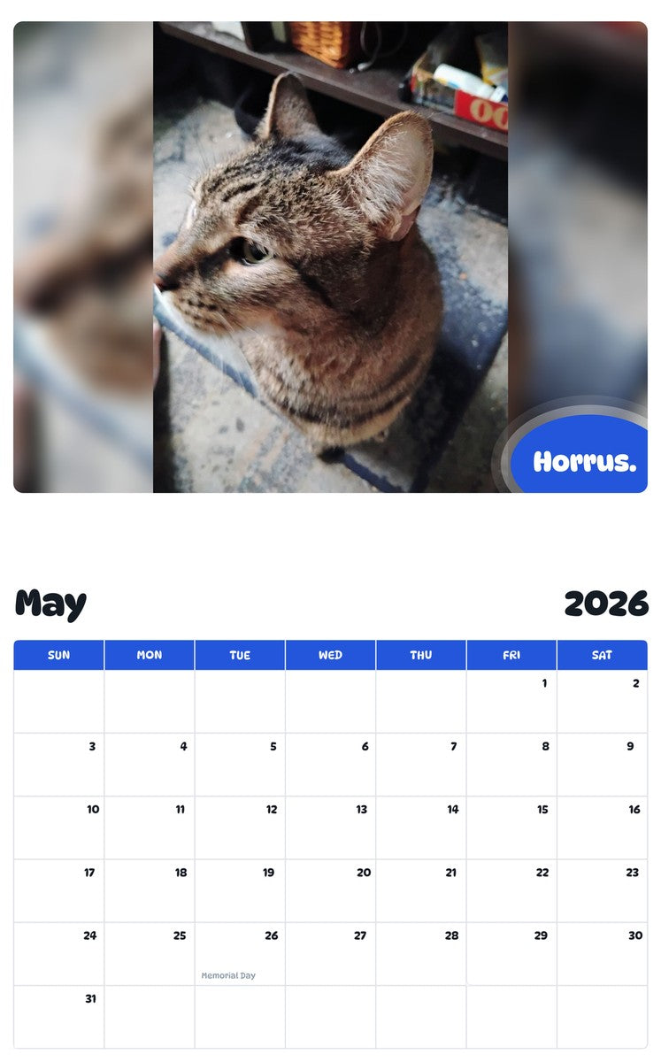 2026 - 2027 Horrus. - Pawidols Pet Calendar