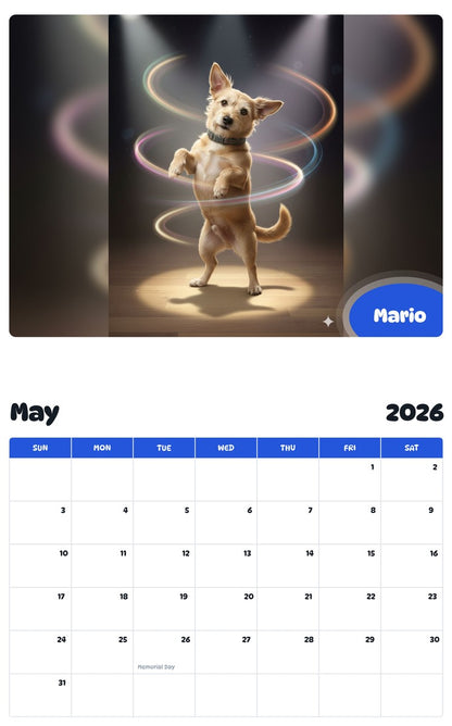 2026 - 2027 Mario - Pawidols Pet Calendar