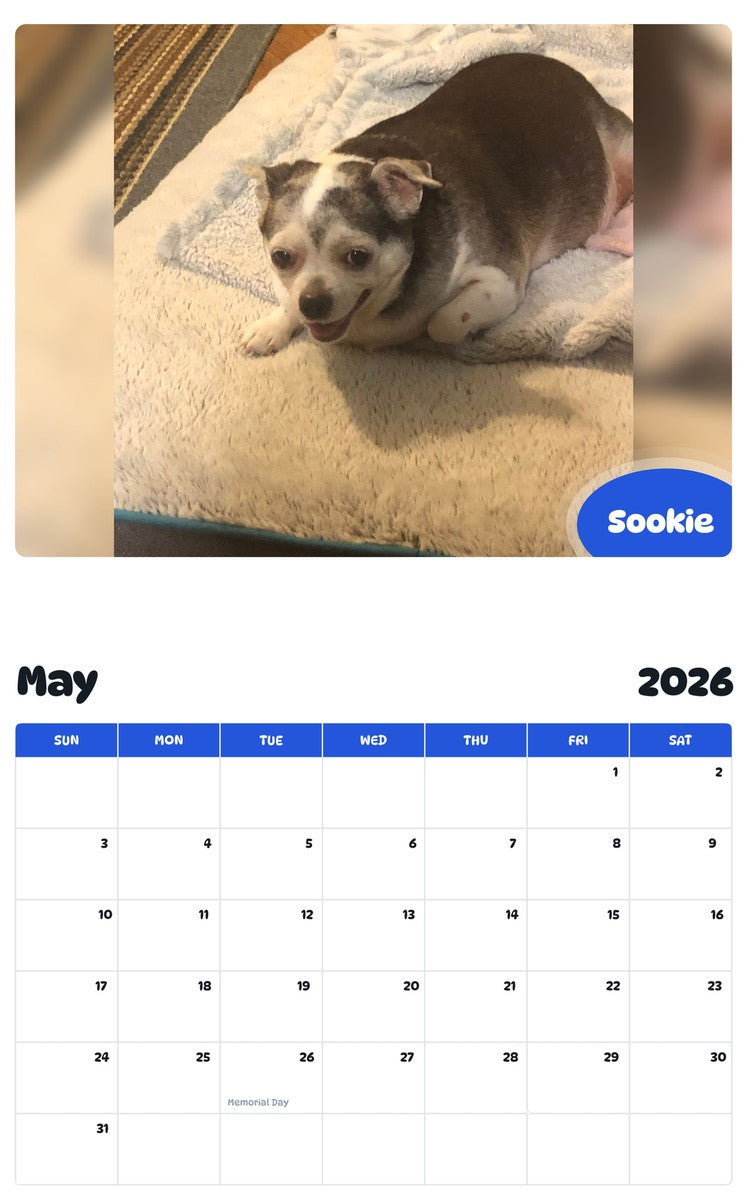 2026 - 2027 Sookie - Pawidols Pet Calendar