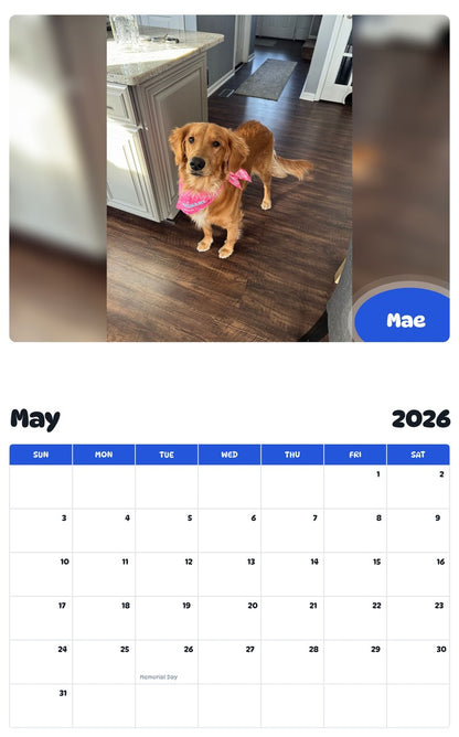 2026 - 2027 Mae - Pawidols Pet Calendar