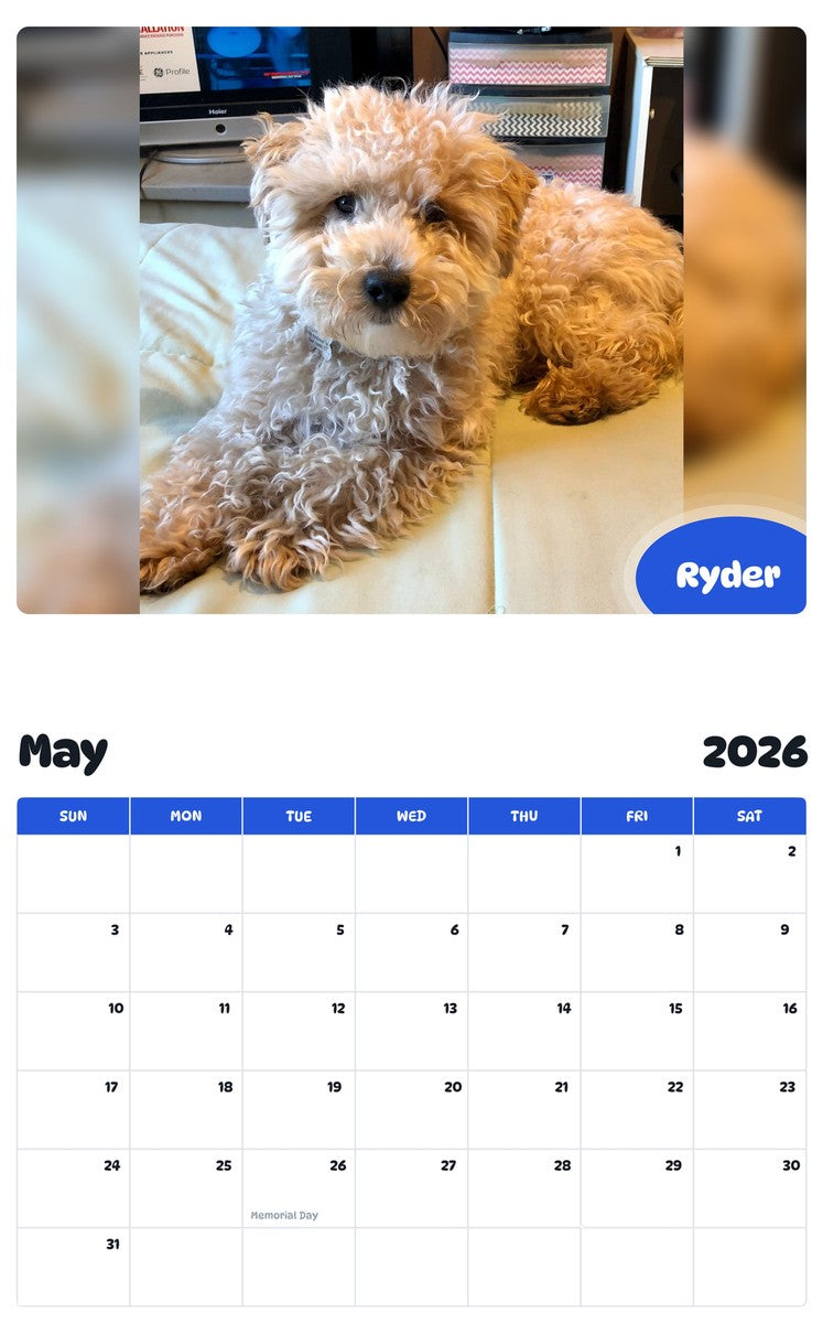 2026 - 2027 Ryder - Pawidols Pet Calendar