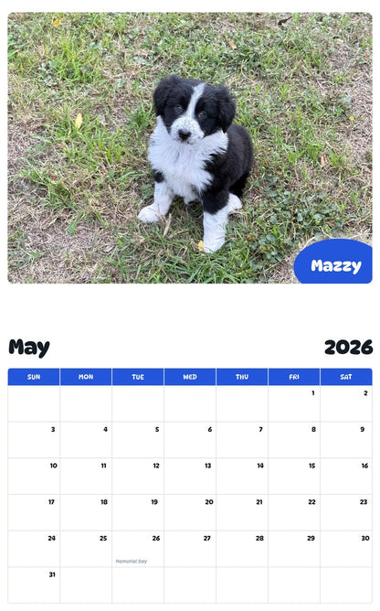 2026 - 2027 Mazzy - Pawidols Pet Calendar