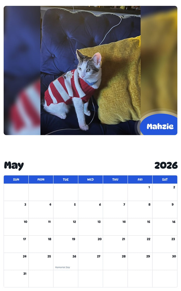 2026 - 2027 Mahzie - Pawidols Pet Calendar