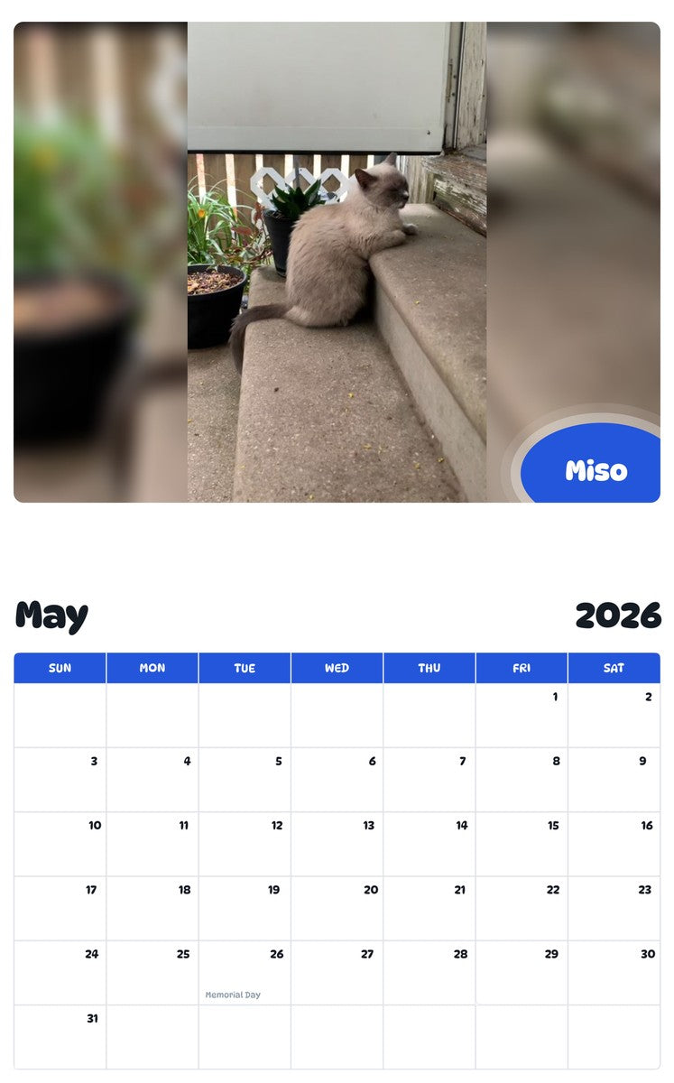 2026 - 2027 Miso - Pawidols Pet Calendar