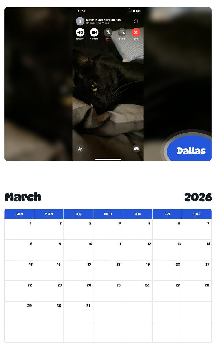 November 2025 - October 2026 Dallas - Pawidols Pet Calendar