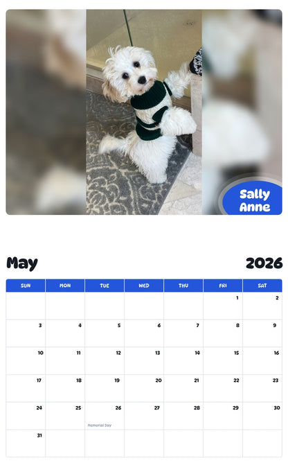 2026 - 2027 Sally Anne - Pawidols Pet Calendar