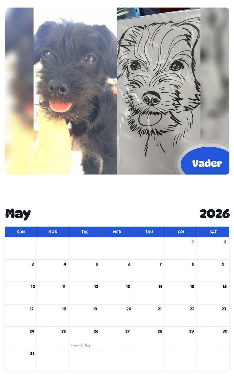 2026 - 2027 Vader - Pawidols Pet Calendar