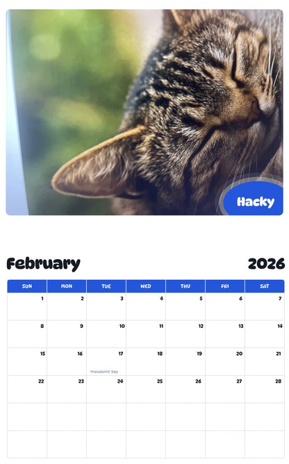 October 2025 - September 2026 Hacky - Pawidols Pet Calendar