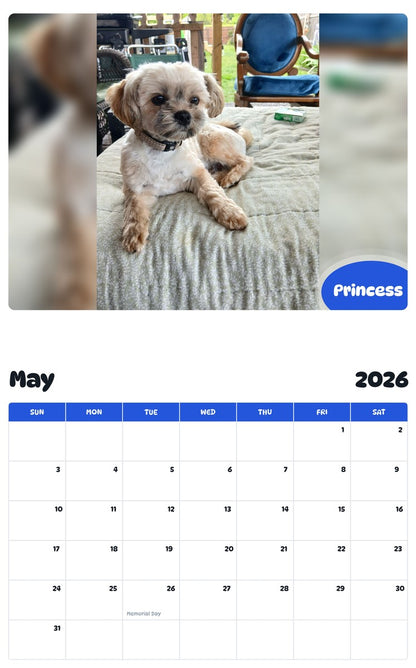 2026 - 2027 Princess - Pawidols Pet Calendar