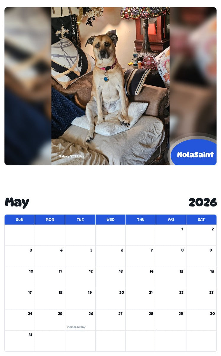 2026 - 2027 NolaSaint - Pawidols Pet Calendar