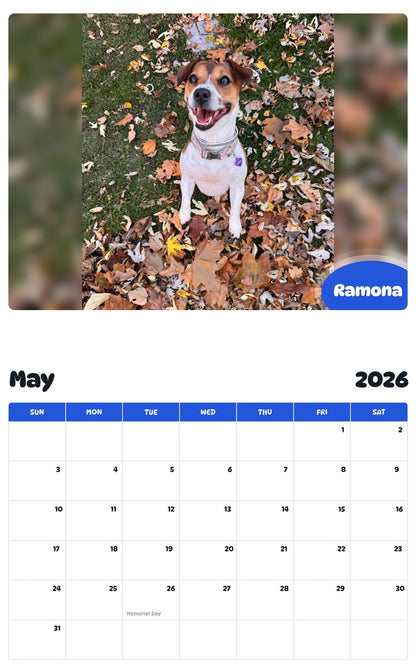2026 - 2027 Ramona - Pawidols Pet Calendar