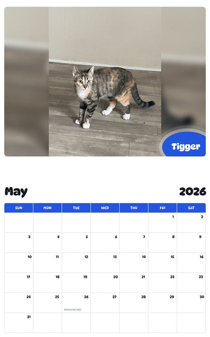 2026 - 2027 Tigger - Pawidols Pet Calendar