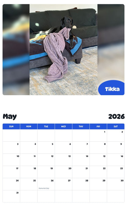 2026 - 2027 Tikka - Pawidols Pet Calendar