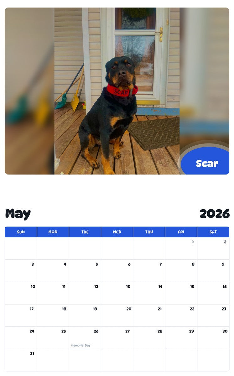 2026 - 2027 Scar - Pawidols Pet Calendar