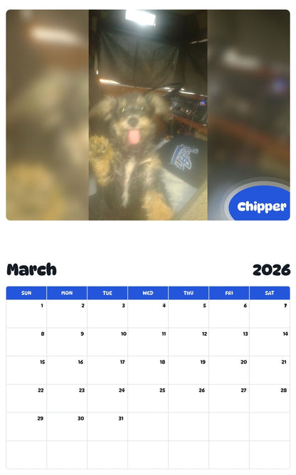 November 2025 - October 2026 Chipper - Pawidols Pet Calendar