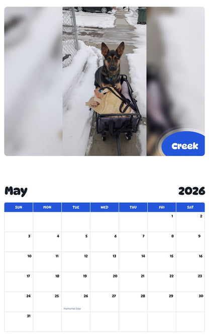 2026 - 2027 Creek - Pawidols Pet Calendar