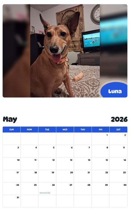 2026 - 2027 Luna - Pawidols Pet Calendar