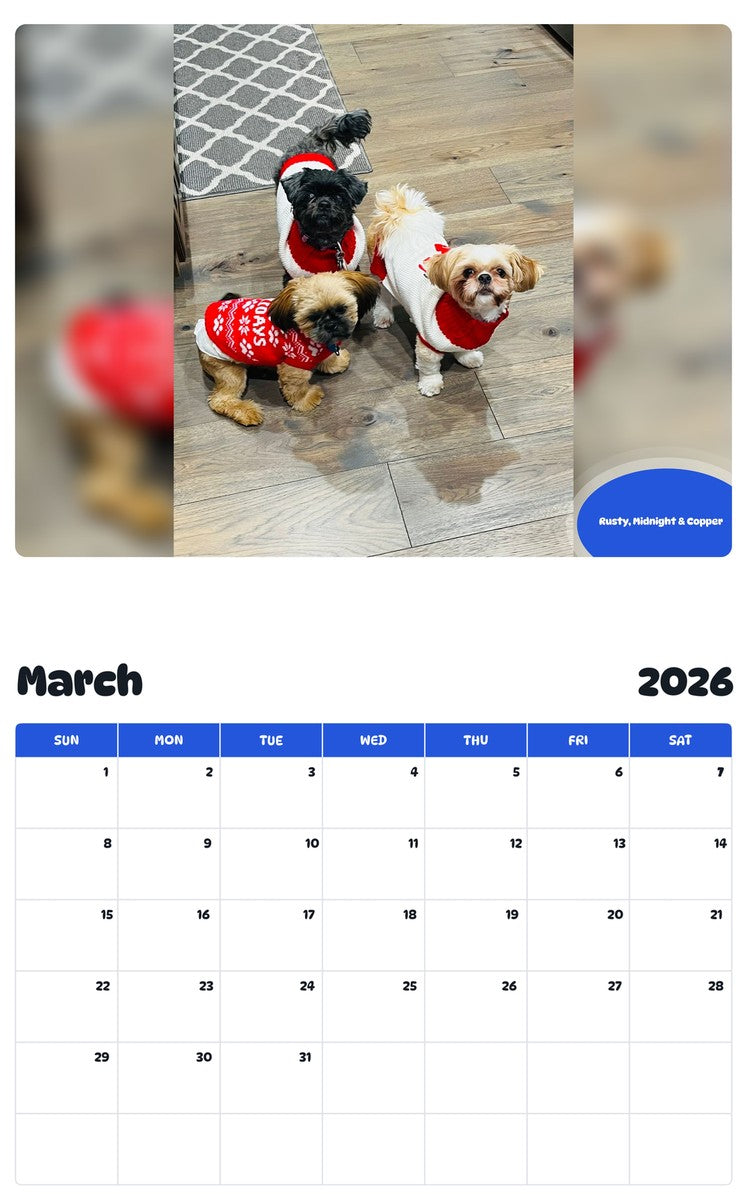 November 2025 - October 2026 Rusty, Midnight & Copper - Pawidols Pet Calendar