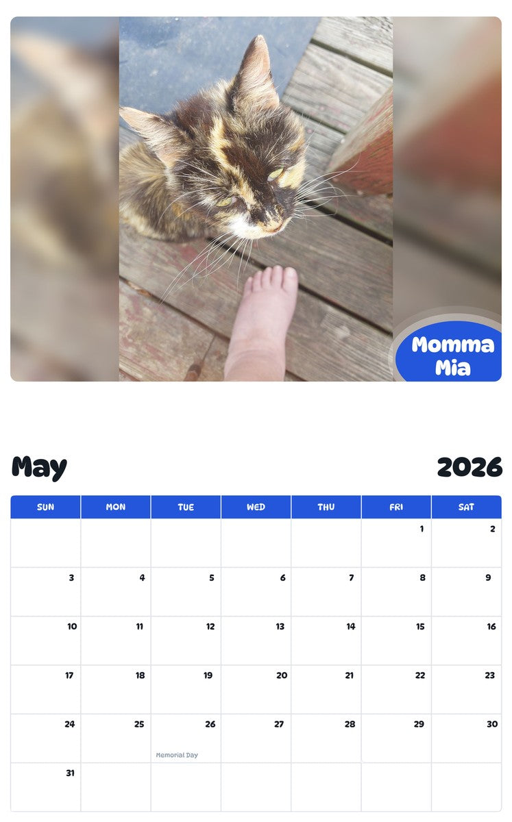 2026 - 2027 Momma Mia - Pawidols Pet Calendar