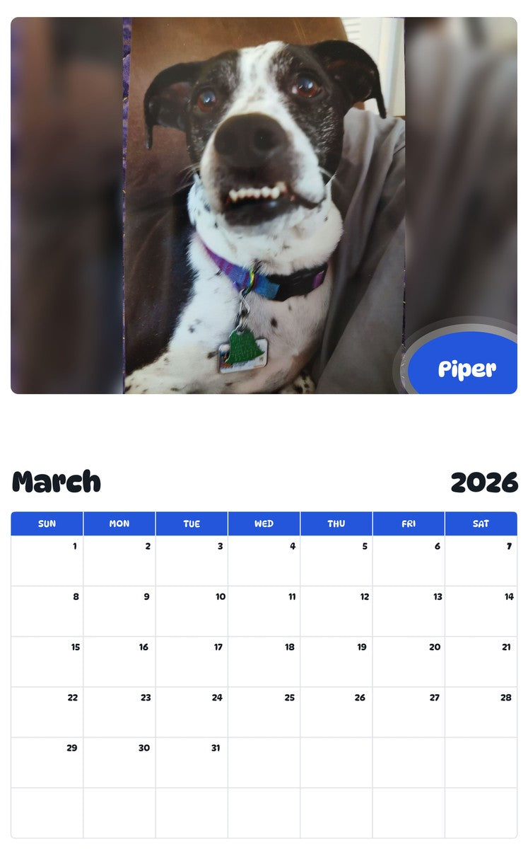 November 2025 - October 2026 Piper - Pawidols Pet Calendar
