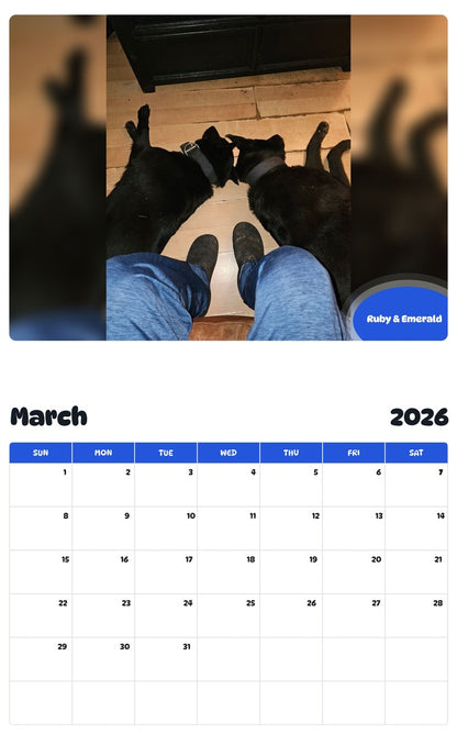 November 2025 - October 2026 Ruby & Emerald - Pawidols Pet Calendar