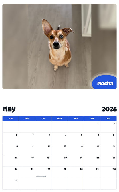 2026 - 2027 Mocha - Pawidols Pet Calendar