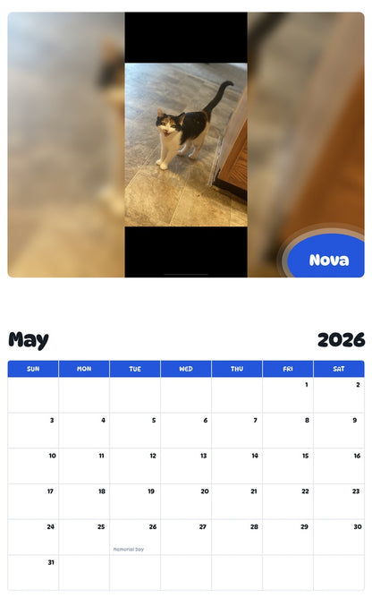 2026 - 2027 Nova - Pawidols Pet Calendar