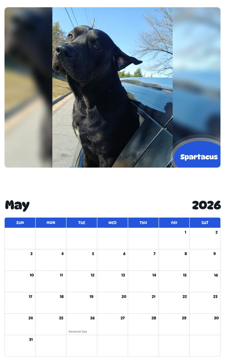 2026 - 2027 Spartacus - Pawidols Pet Calendar