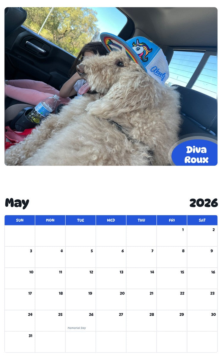 2026 - 2027 Diva Roux - Pawidols Pet Calendar