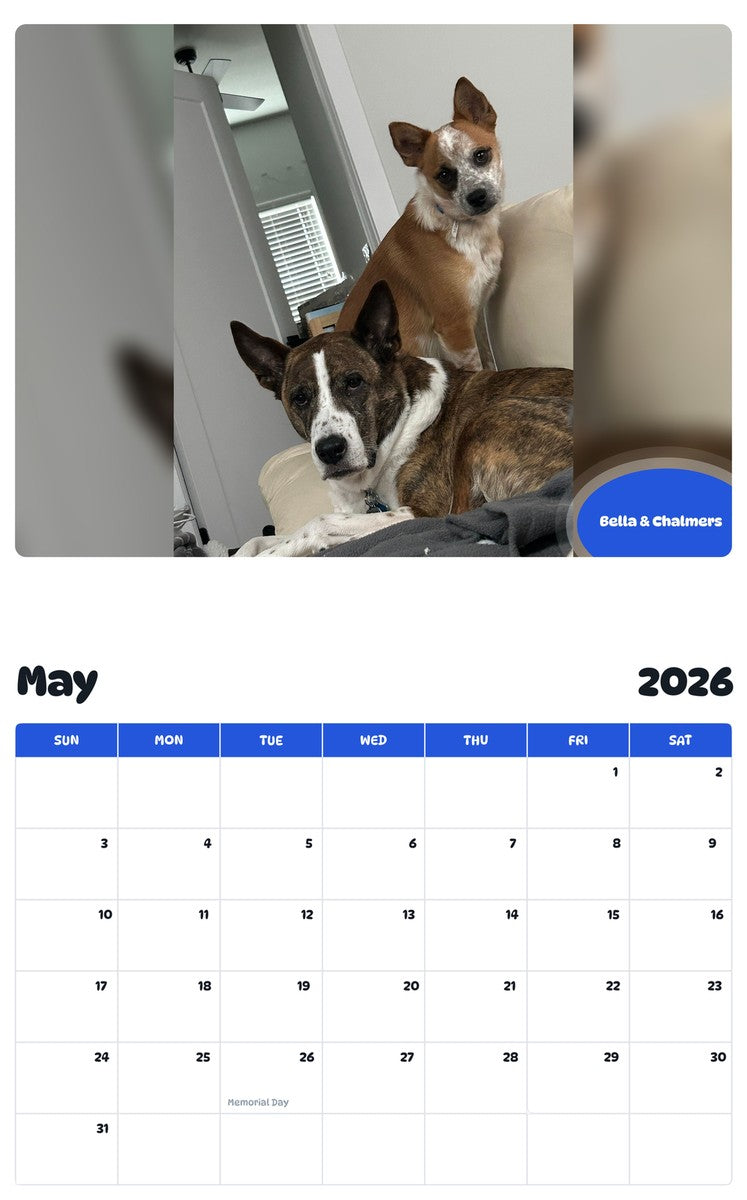 2026 - 2027 Bella & Chalmers - Pawidols Pet Calendar