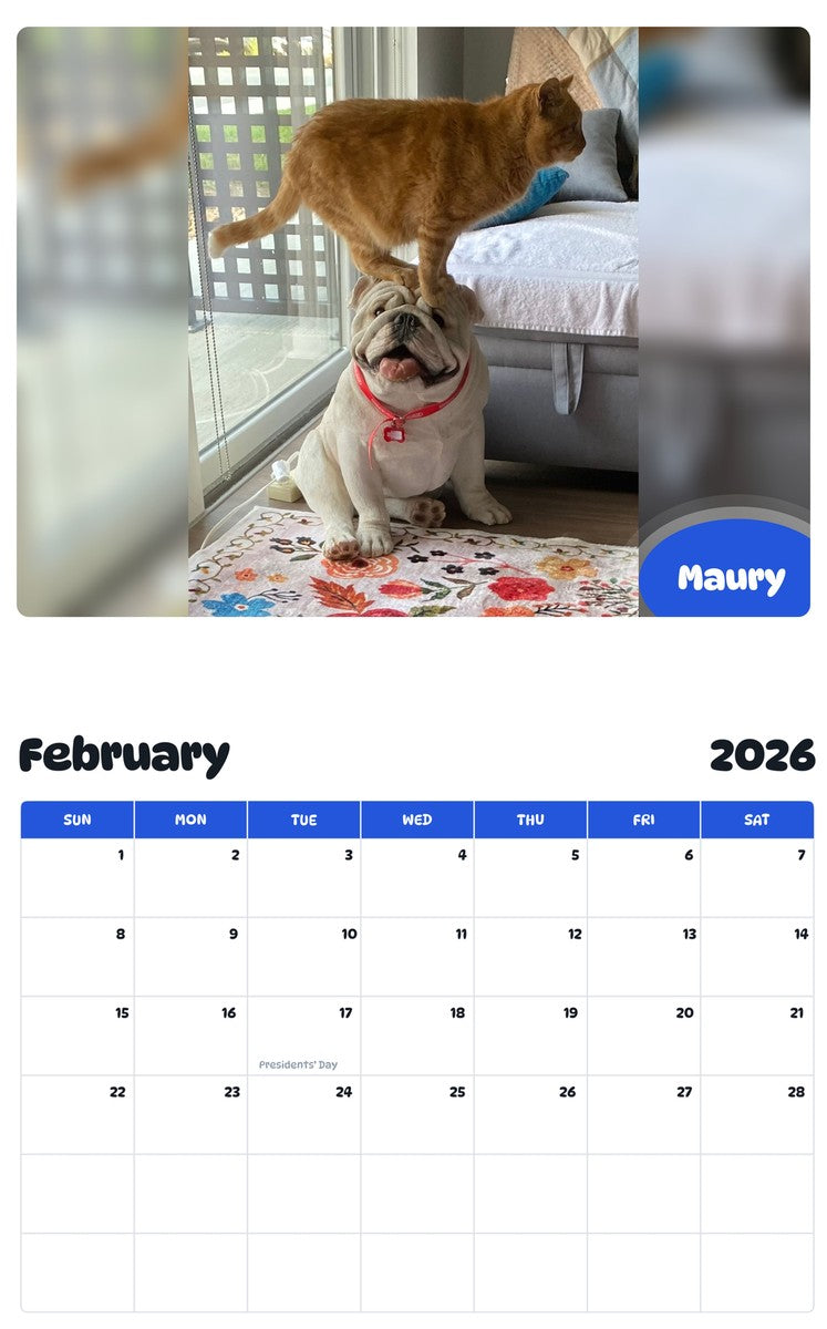 October 2025 - September 2026 Maury - Pawidols Pet Calendar